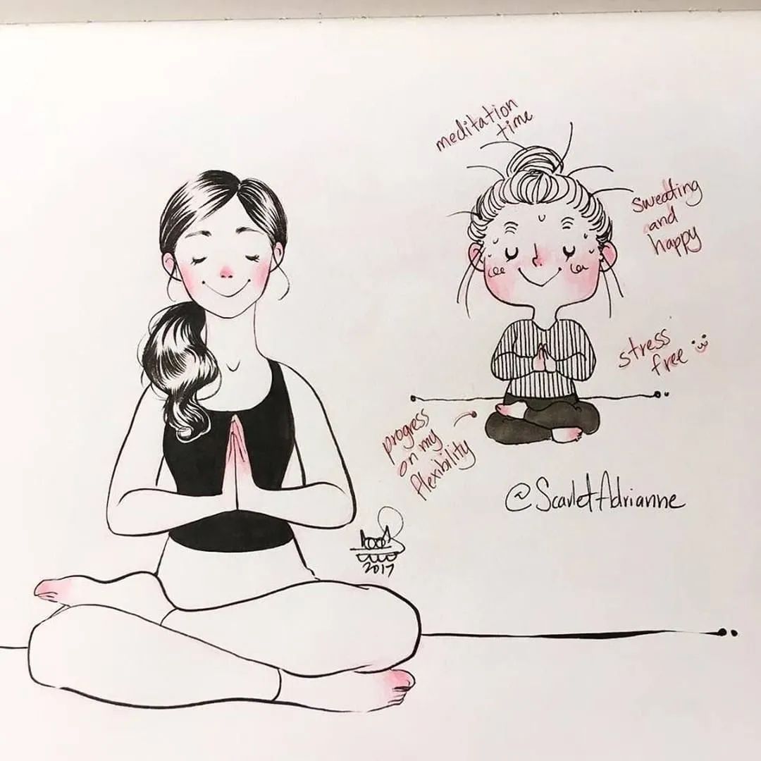 瑜伽卡通图片手绘可爱，瑜伽动作卡通萌图