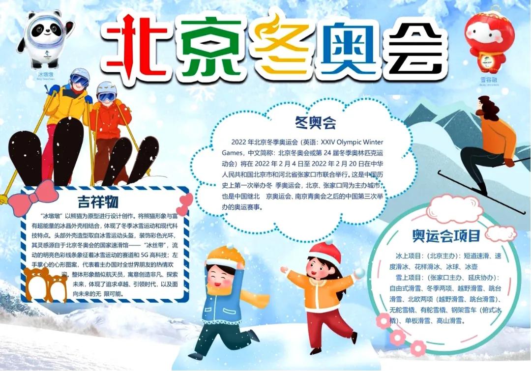 2022北京冬奥会手抄报（中小学生北京冬奥会手抄报图片和文字内容，收藏备用）