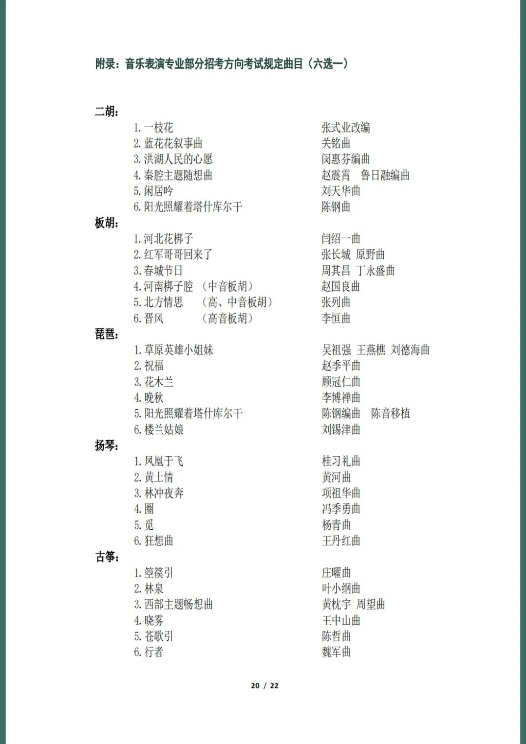 天津音乐学院2022本科招生简章！校考专业与各省统考子科类对照表