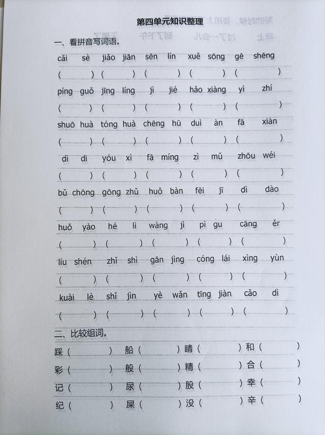 写出表示看的词语(小学语文二年级下册，资深教师整理第四单元知识点，家长快收藏)