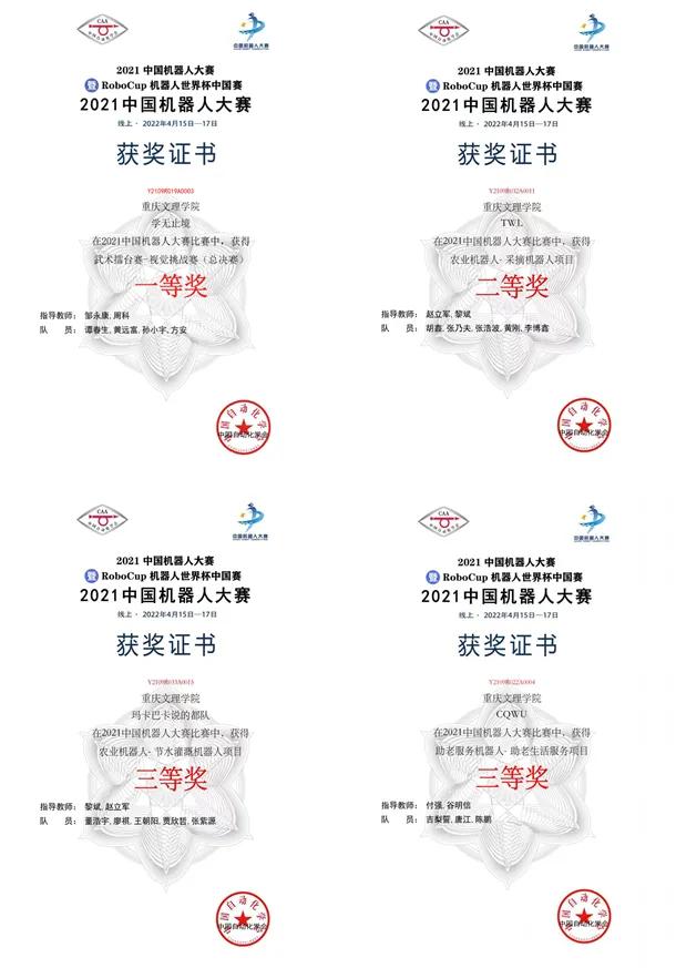 机器人世界杯2019(重庆文理学院学生荣获2021中国机器人大赛一等奖等多项荣誉)