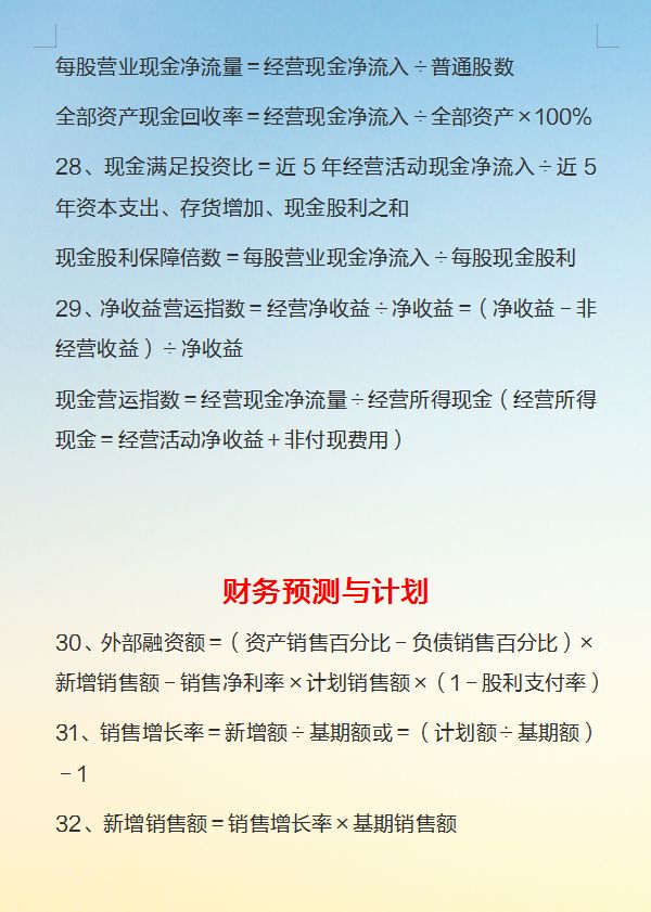 财务人都知道的110个财务管理公式，你知道吗？最新完整版已整理