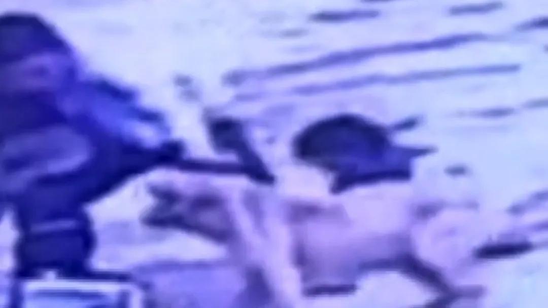 狗冲向孩子，舅舅看见一把抱起孩子