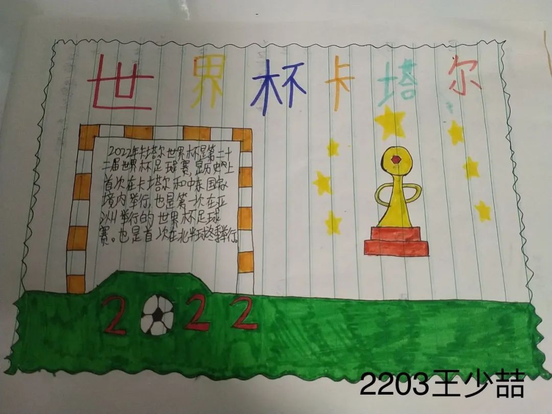 2019获奖世界杯手抄报（聚焦“双减”-曼妙“馄饨皮”带你走进世界杯，还普及地理知识）