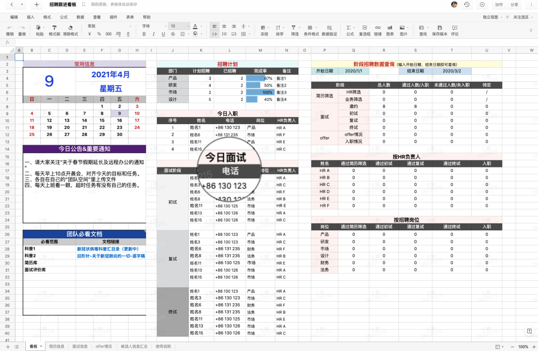 招聘漏斗（解锁石墨协同办公新技能）