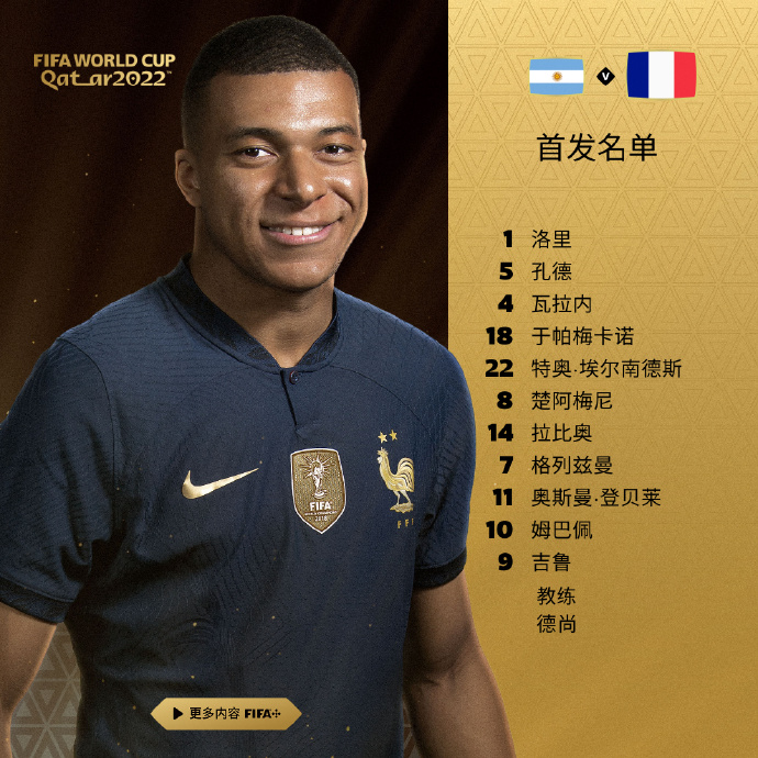 世界杯決賽2022時間（世界杯決賽-梅西首發！第26次出場創紀錄 姆巴佩吉魯登場）