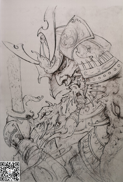 般若纹身含义(日式新老传统般若鬼武士纹身手稿素材图片)