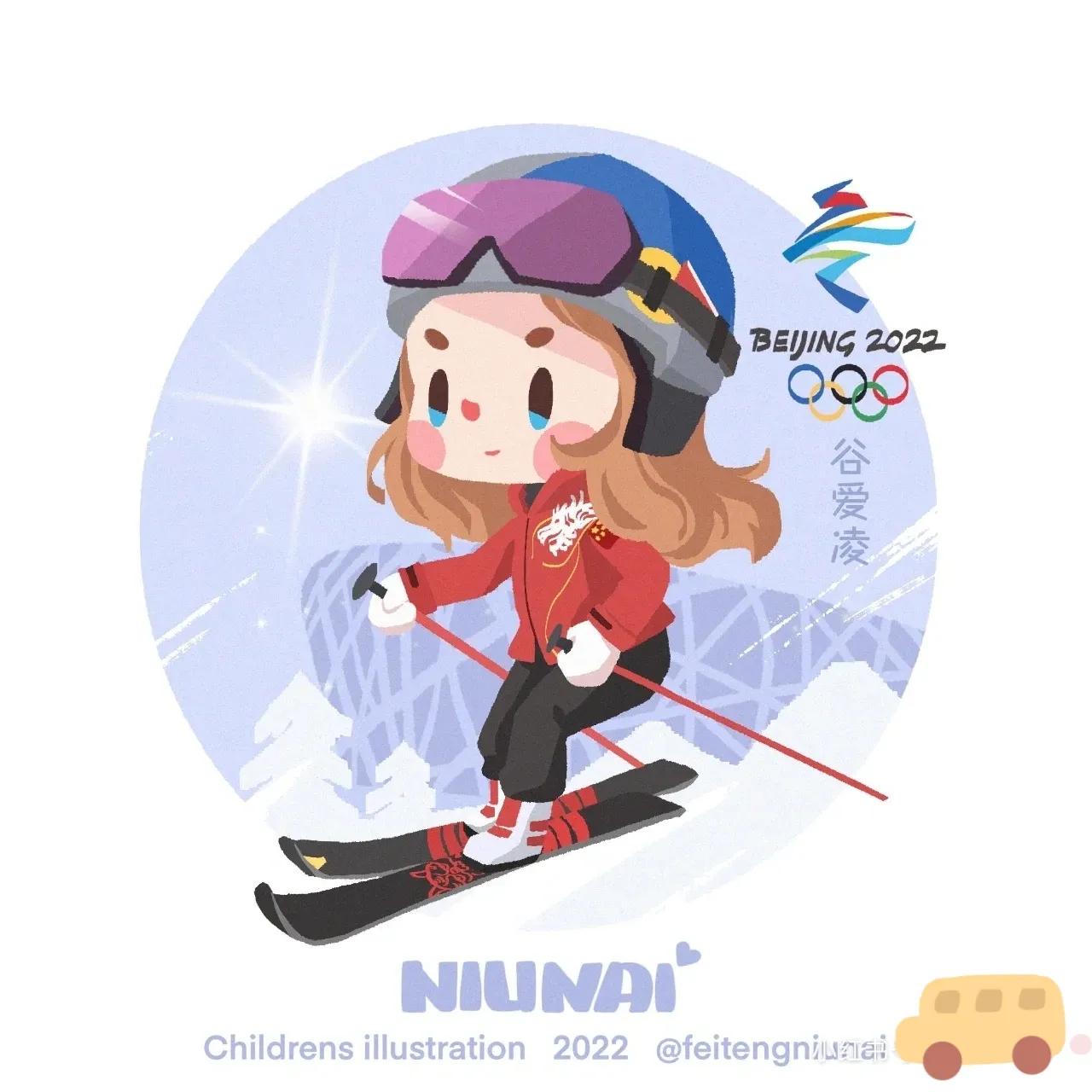 奥运冠军图片卡通(2022冬奥会｜谷爱凌绘画头像)