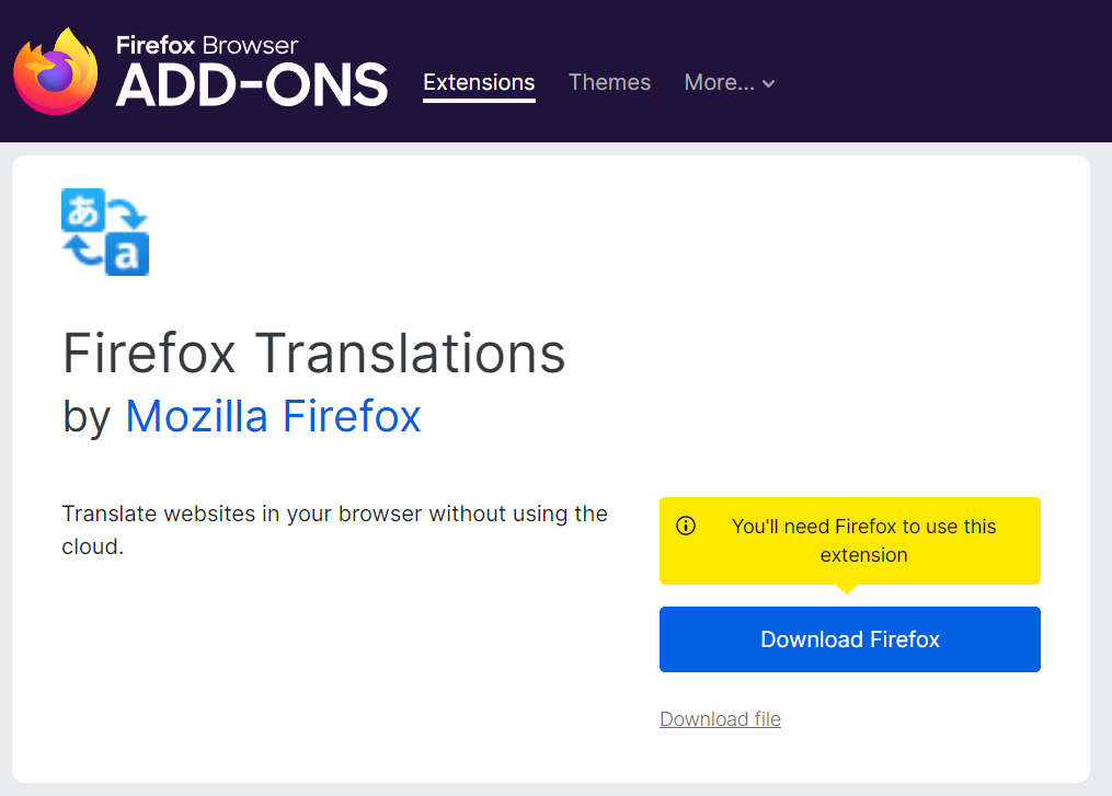 Firefox 火狐浏览器推出离线翻译插件，支持 13 种语言