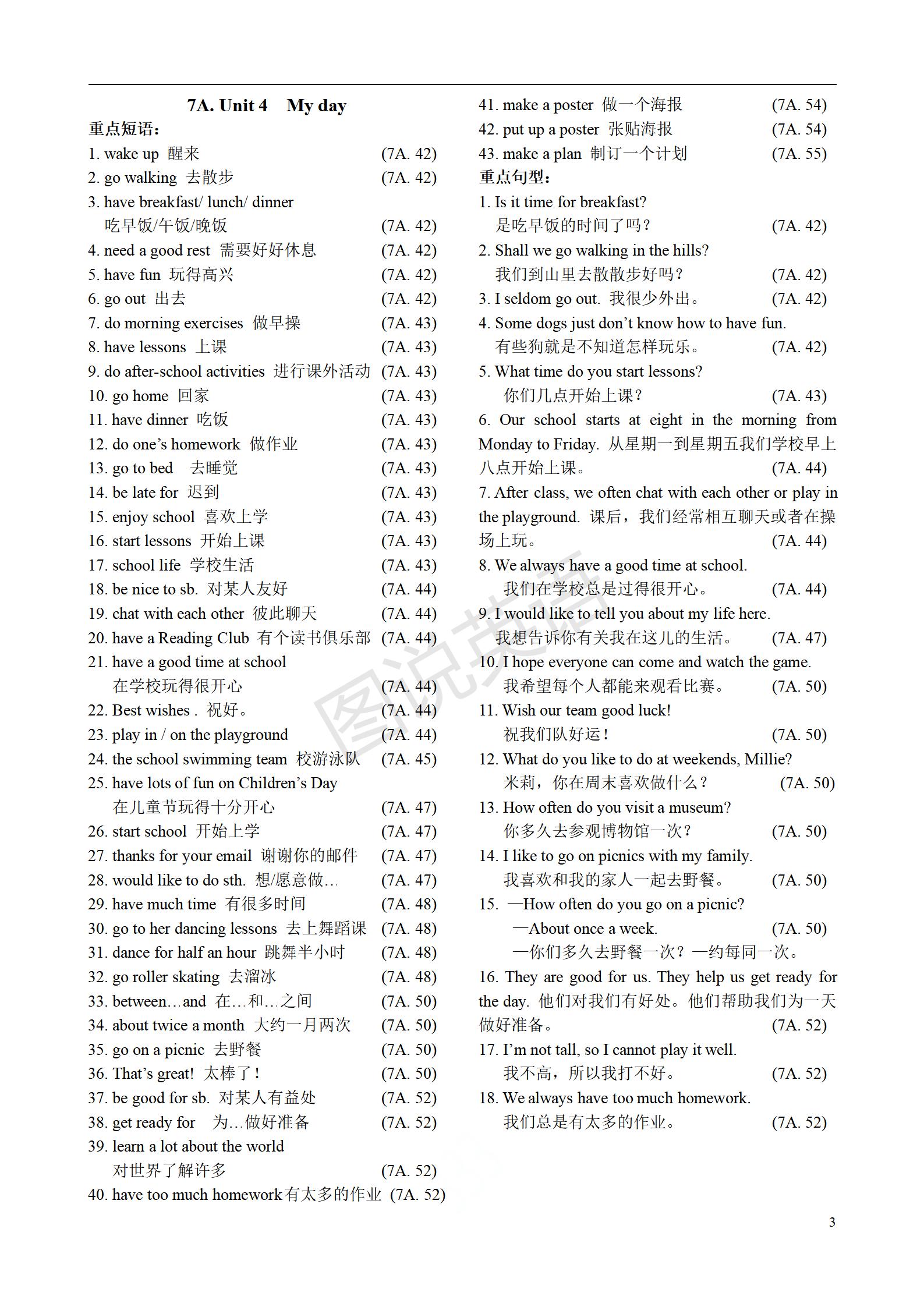 图说英语：江苏译林版英语单词（含音标），短语和句型汇总