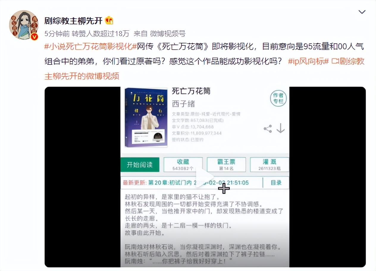 《死亡万花筒》将影视化！主演是95流量和00小生，粉丝：这能拍？