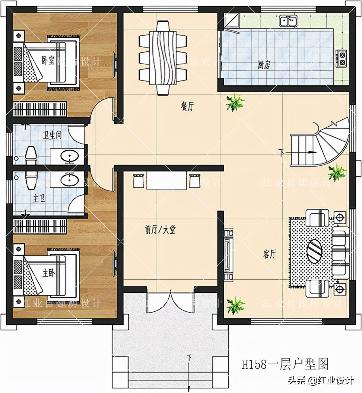 回农村自建房，怎能没有大堂屋？推荐5套图纸总有一套适合你