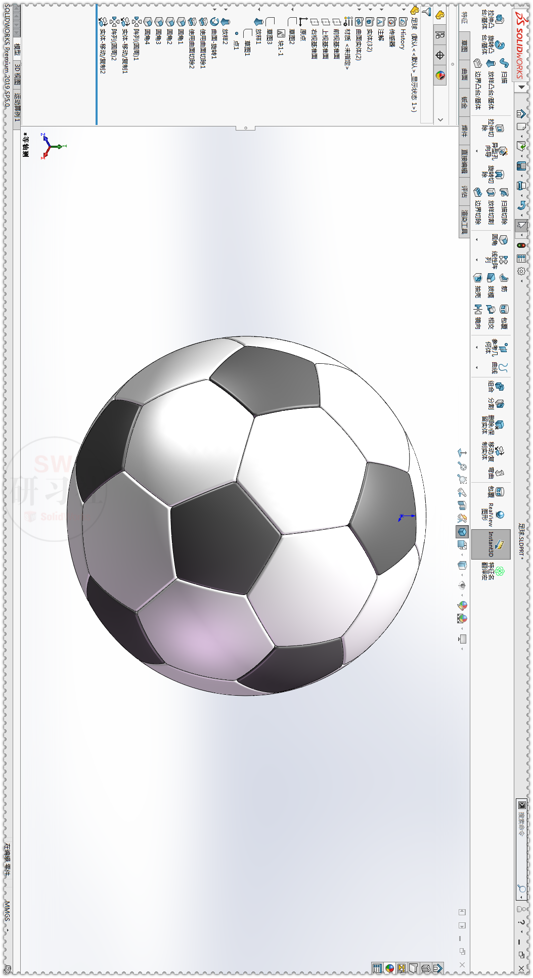 三年级足球画简单又漂亮（用SolidWorks画一颗足球，用块画就简单多了）