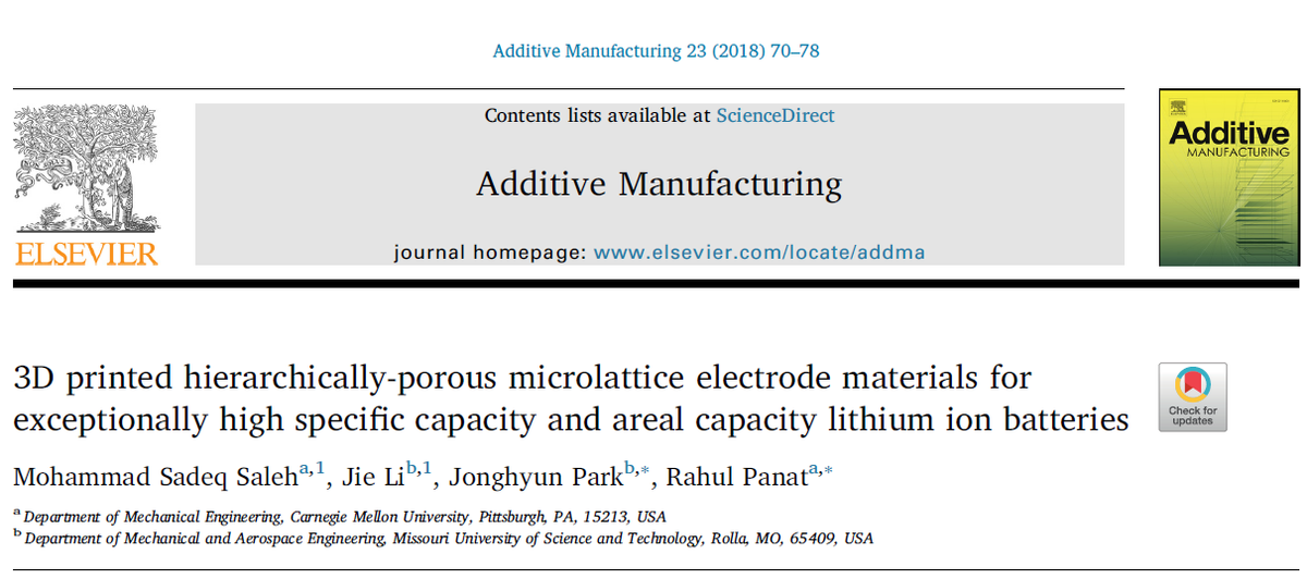 用于超高比容量和面积容量锂离子电池的 3D 打印多孔微晶格电极材料