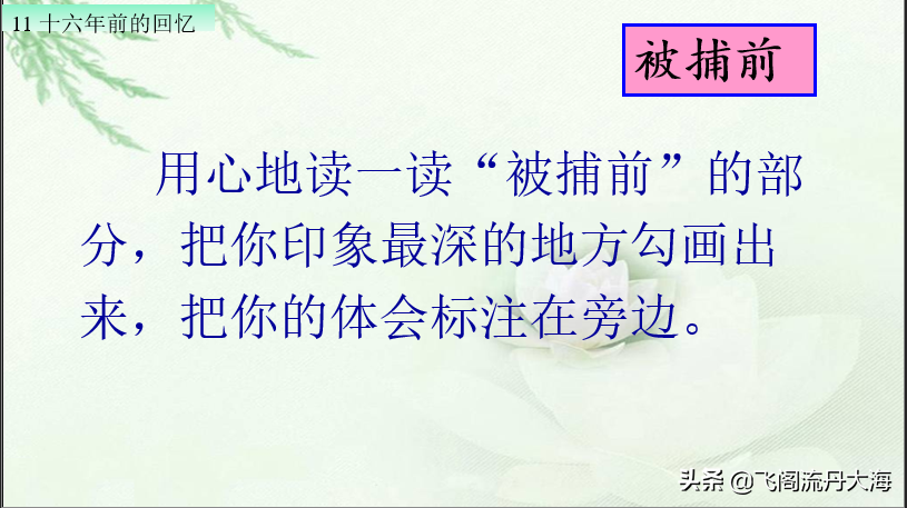 小学六年级语文11课《十六年前的回忆》课堂笔记、练习题及阅读题