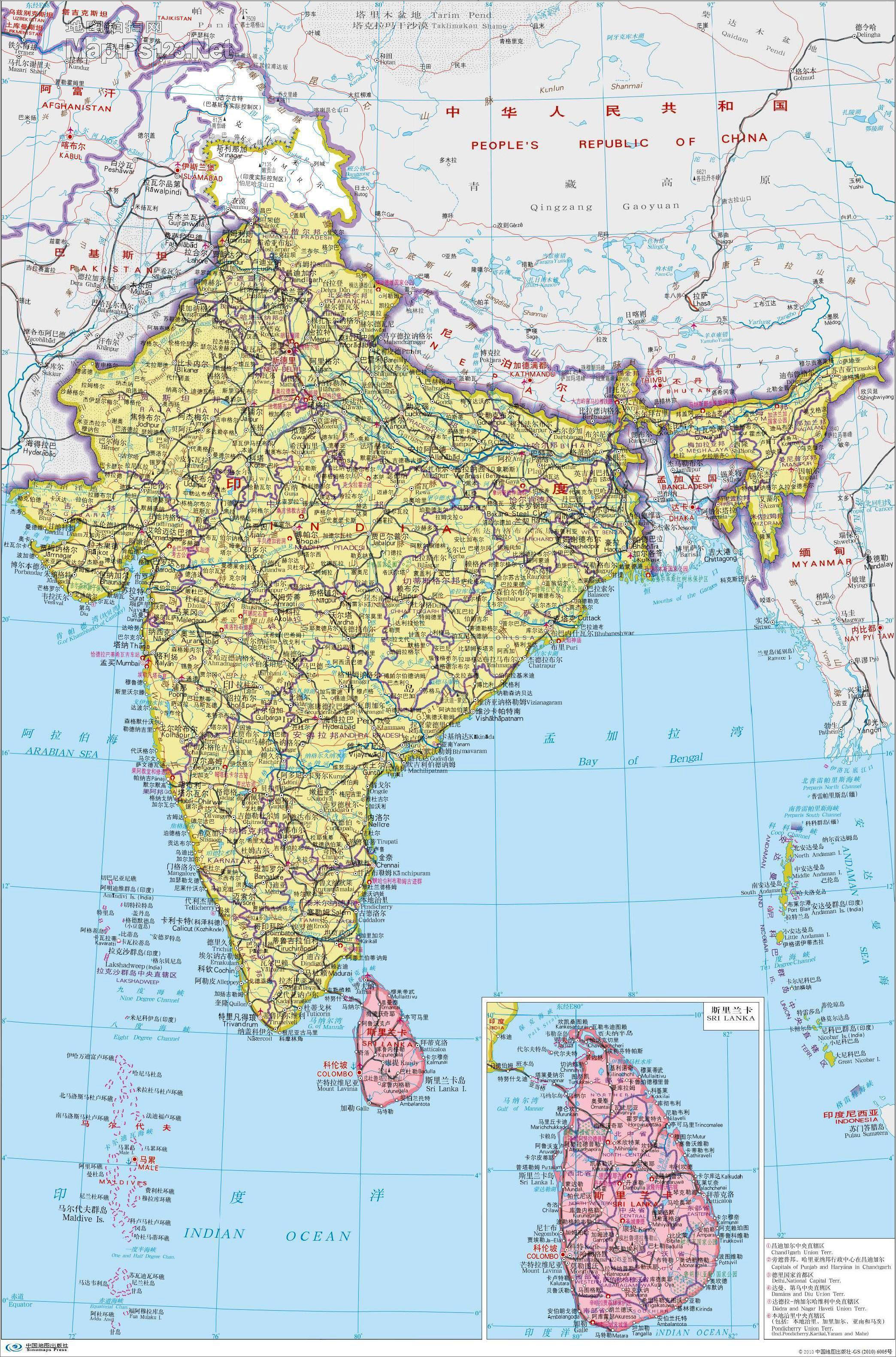 印度地区划分图片