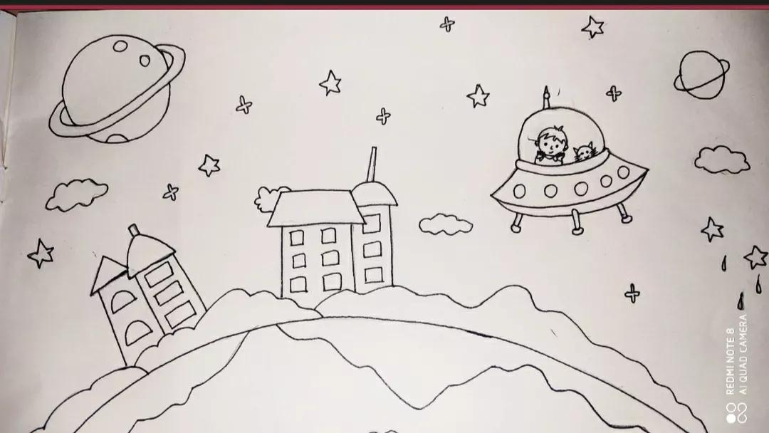 太空科幻画漂亮(科幻主题的太空幻想儿童画的图文教程,快收藏备用吧)