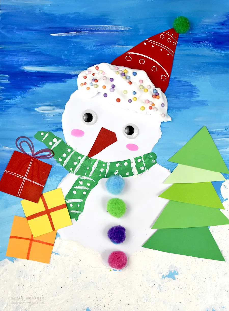 圣诞老人坐着雪橇怎么画(儿童画教程｜冬季幼儿美术课程《漂亮的雪孩子》)