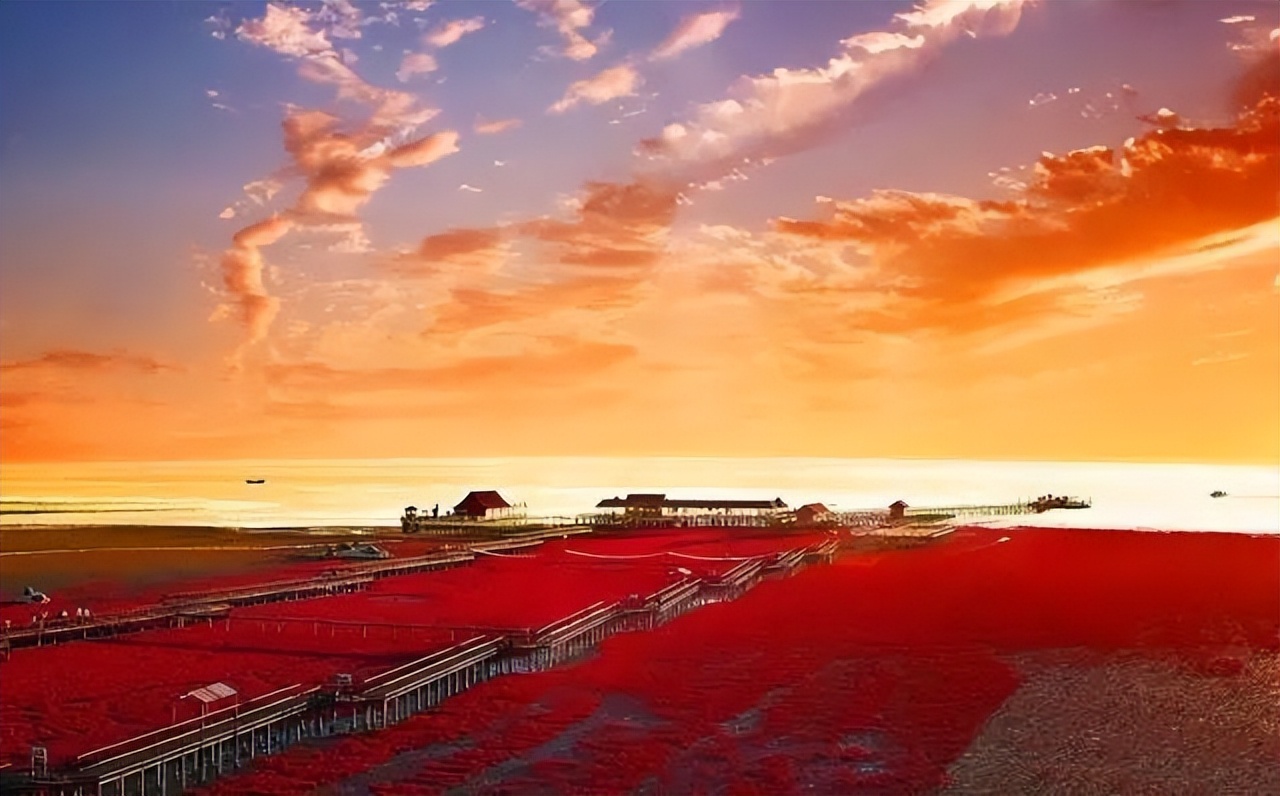 盘锦红海滩（辽宁盘锦红海滩，中国最美沼泽湿地，红红火火，美若仙境）