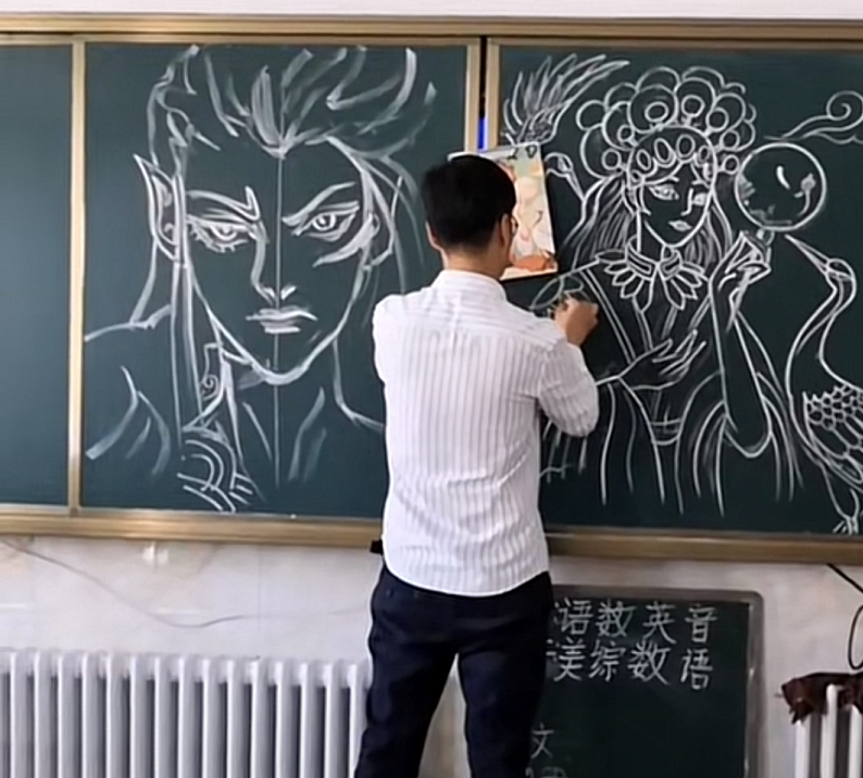 初中生“黑板报”被称赞，3d效果逼真引人注目，美术生甘拜下风