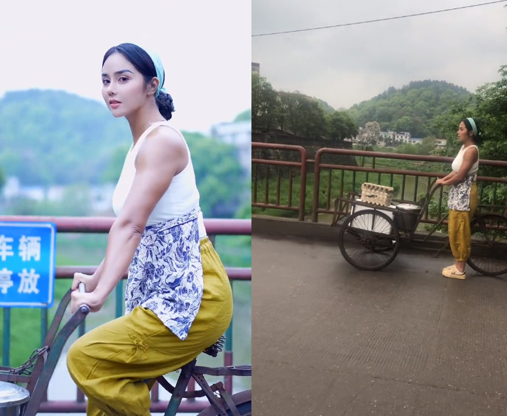 现代孙二娘胡闹闹最性感乡村健身女神铁桶洗头吸粉300万