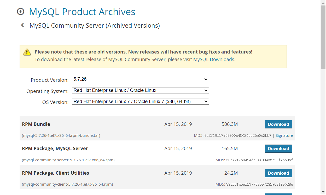 中标麒麟V5.0离线安装MySQL5.7