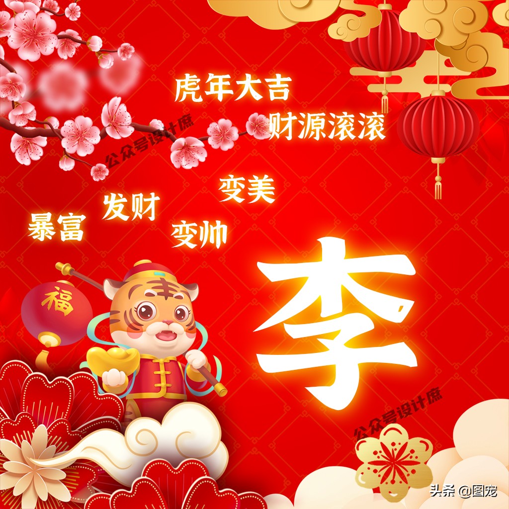 姓氏頭像|祝你2022虎年吉祥,變帥又變美,財源滾滾發財且暴富