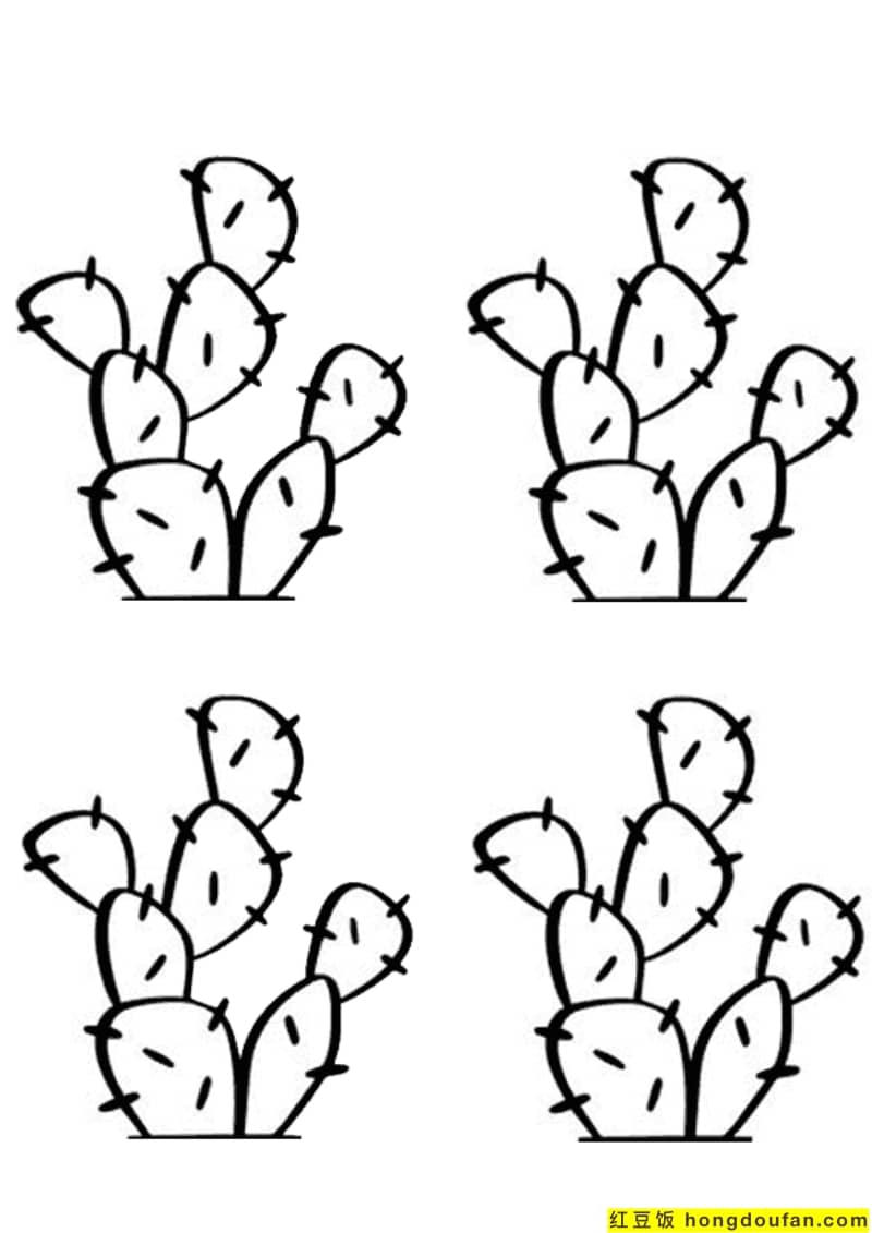 9张仙人掌盆栽卡通儿童可填色简笔画