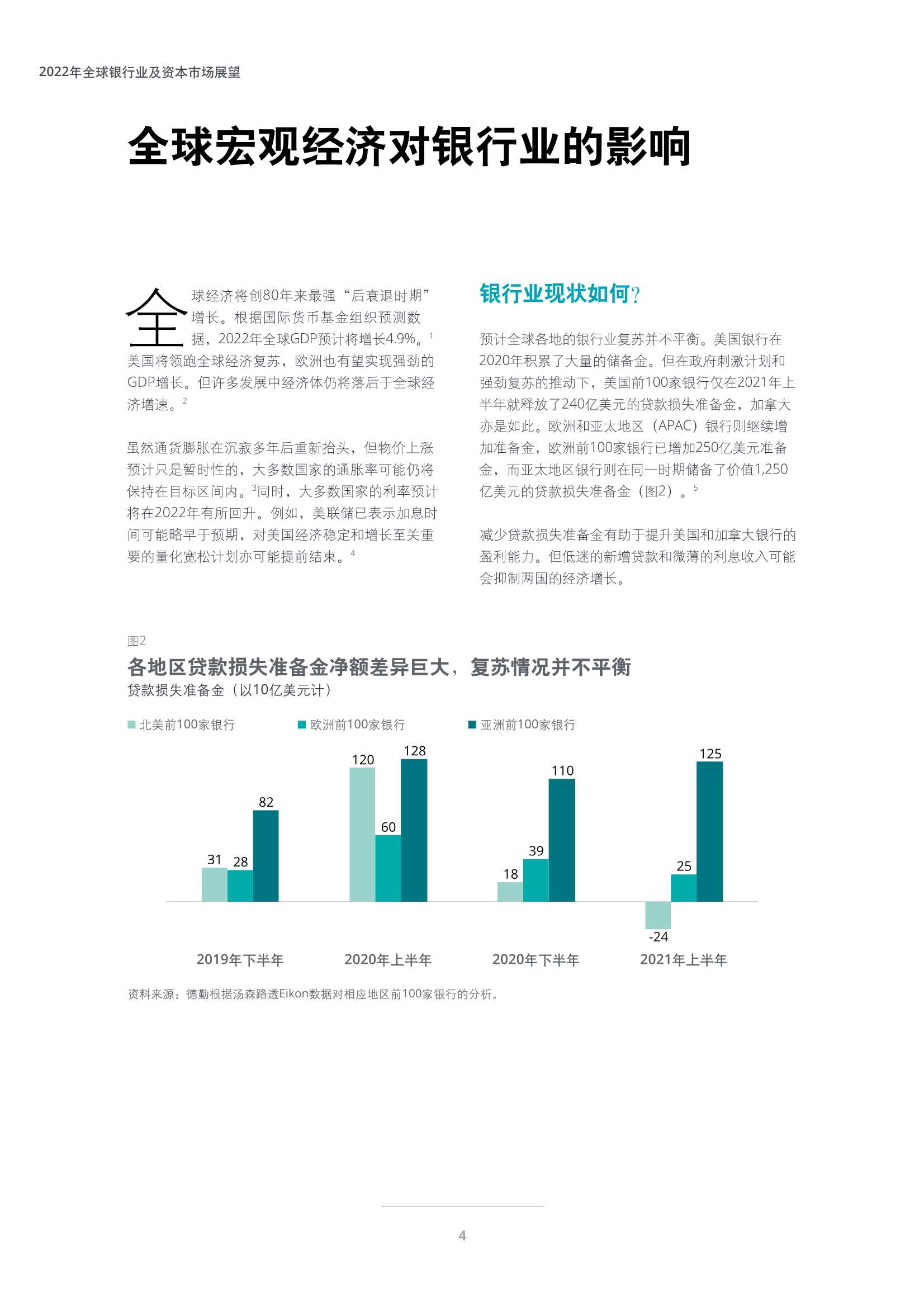 德勤：2022年全球银行业及资本市场展望