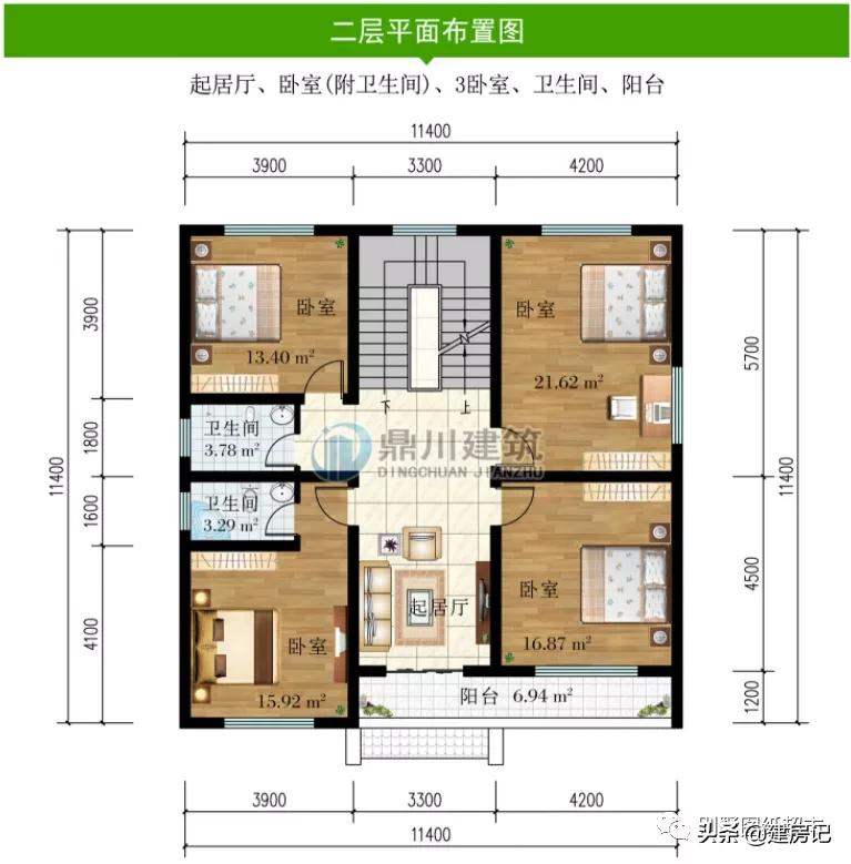 开间11米，广东17款三层农村别墅，尺寸布局有讲究，符合乡村风水