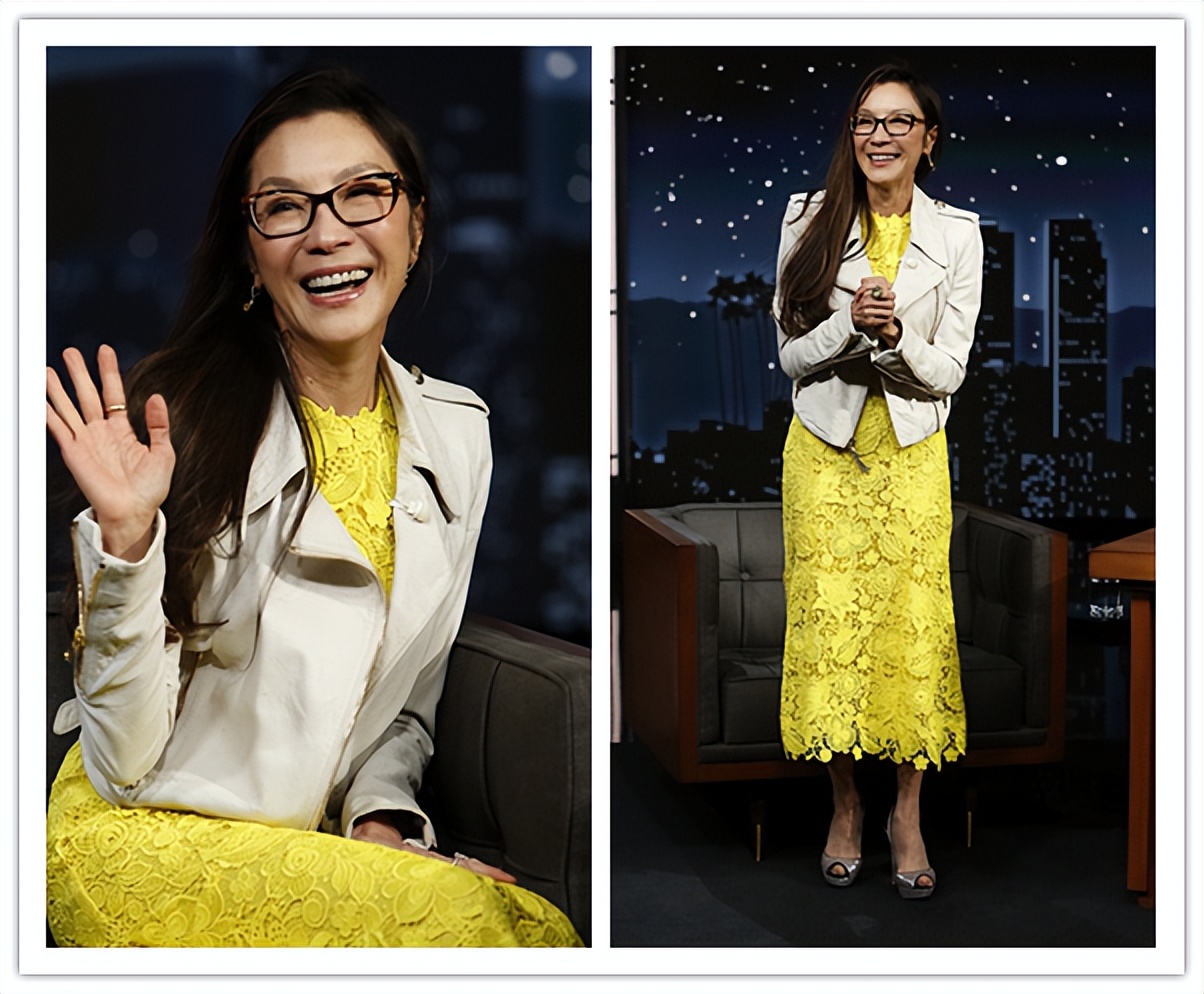 杨紫琼都奔六了，心态还是很年轻的，穿的黄色衣服好艳丽