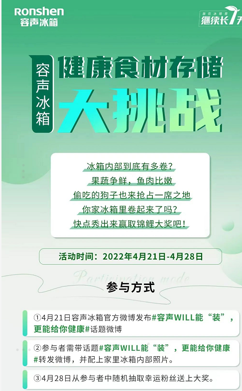 《容声冰箱春日惊喜来啦，寻找全网最幸运的能装锦鲤》