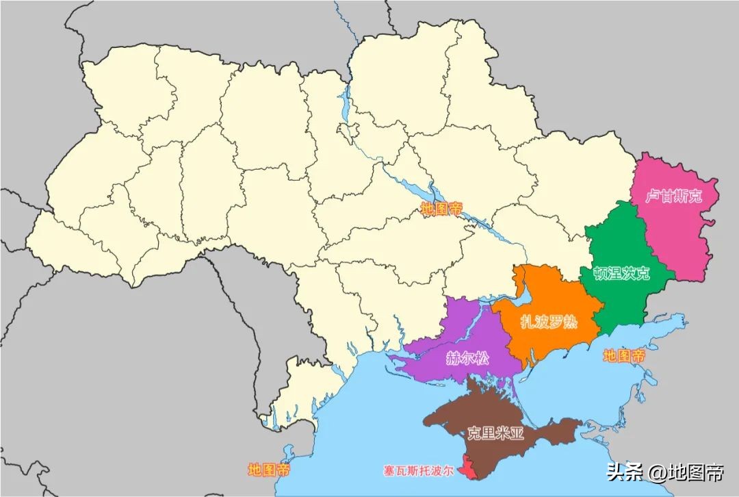 乌克兰行政区划图「乌克兰行政区划图简图」