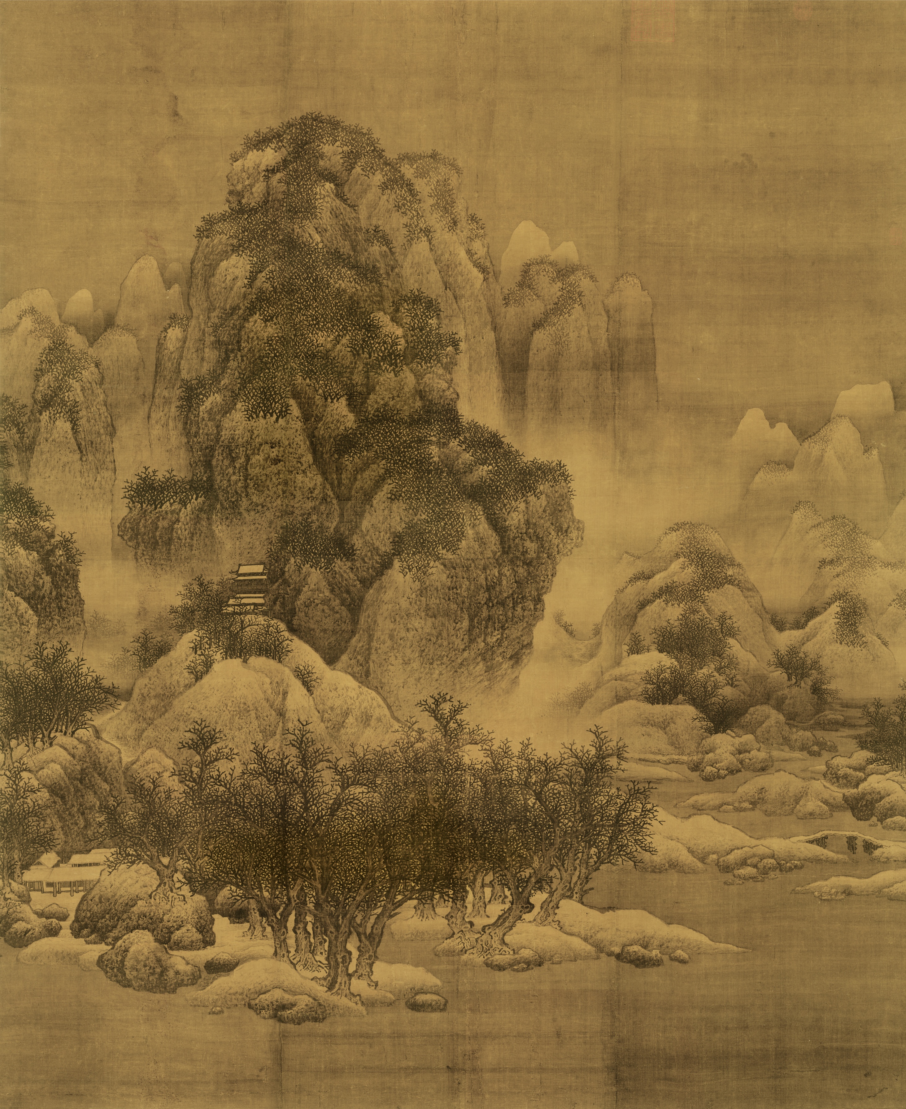 中国古代名画山水画作品范宽溪山行旅图赏析