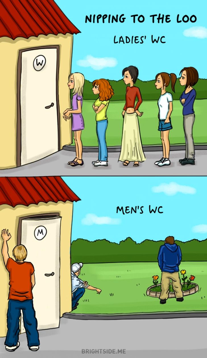 9张国外漫画对比男女的不同,原来全世界的男女都一样