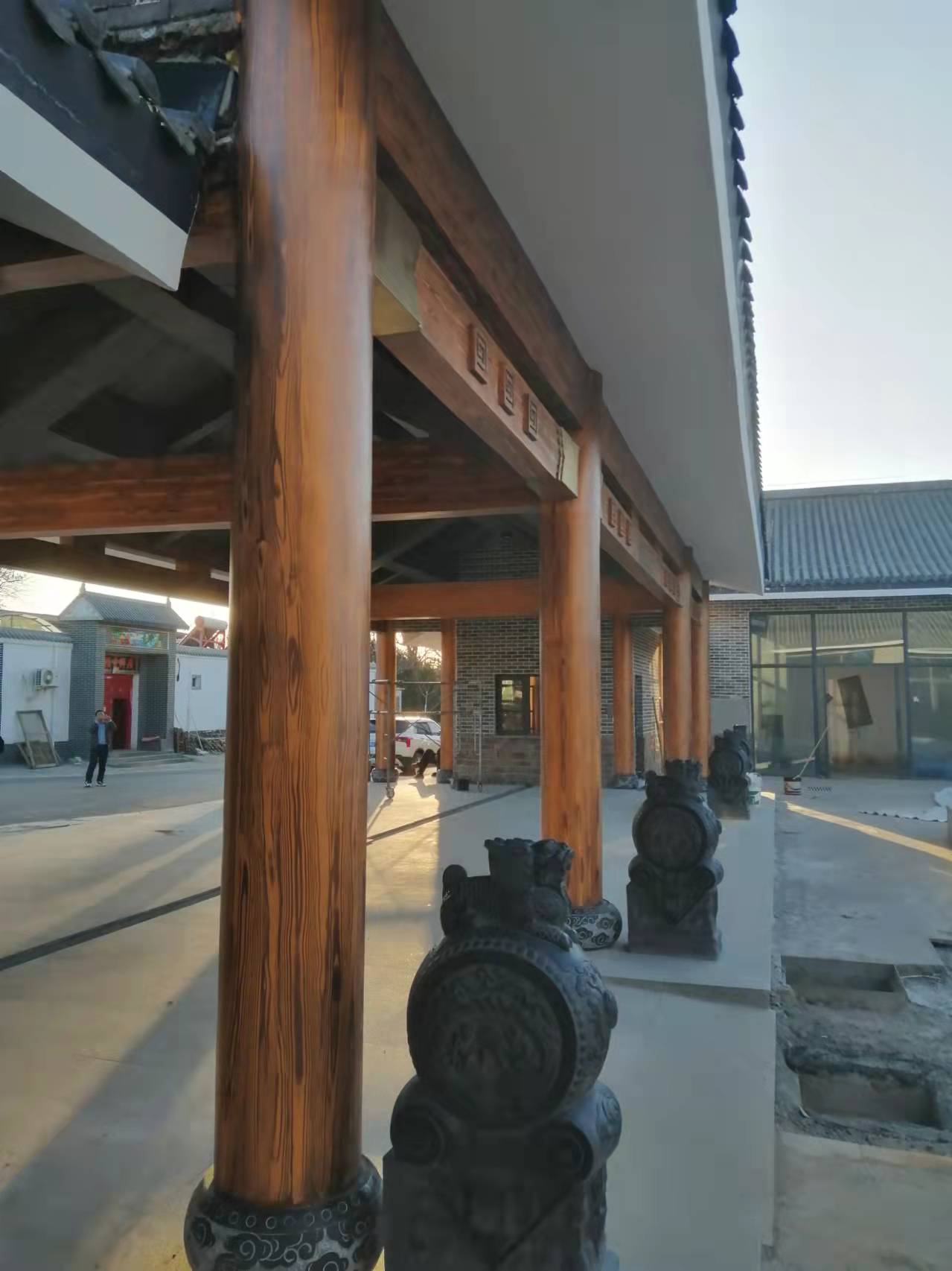 仿古建筑凉亭怎么做仿木效果,凉亭木纹漆常见做法-杭州鸿山装饰工程