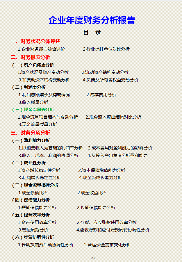 会计行业分析报告（2021企业年度财务分析报告模板）
