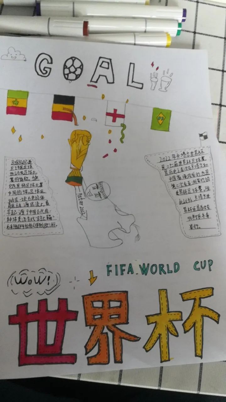 2019获奖世界杯手抄报（聚焦“双减”-曼妙“馄饨皮”带你走进世界杯，还普及地理知识）