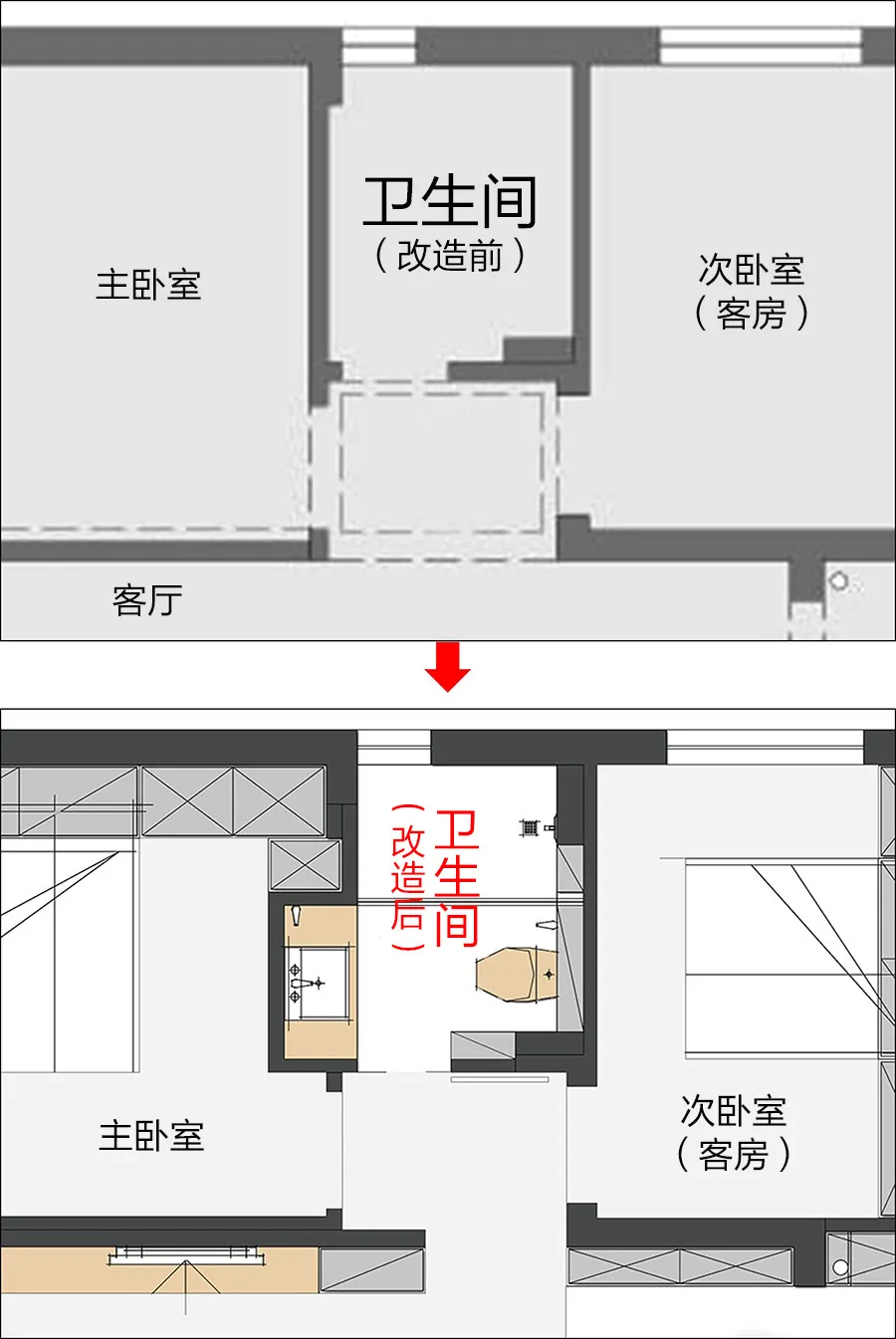 武汉90㎡公寓，拆一墙变3室，多功能区域激增，完胜豪宅