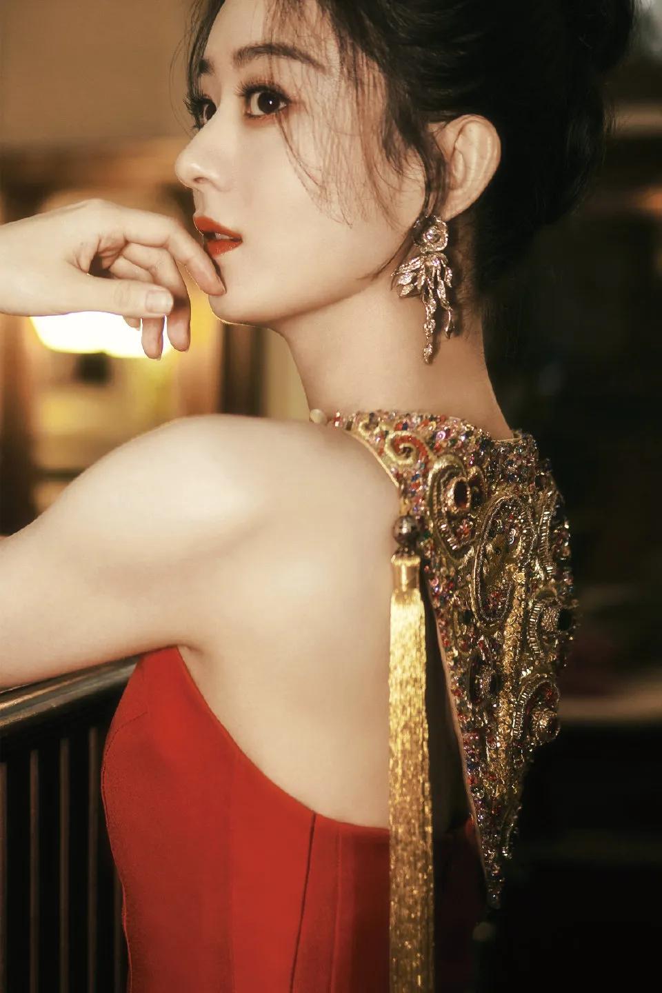 美图分享｜春风绕过发梢红纱｜赵丽颖