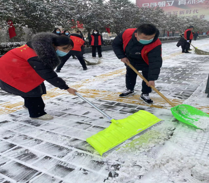 彬州市委办公室清扫积雪 为群众安全出行“保驾护航”