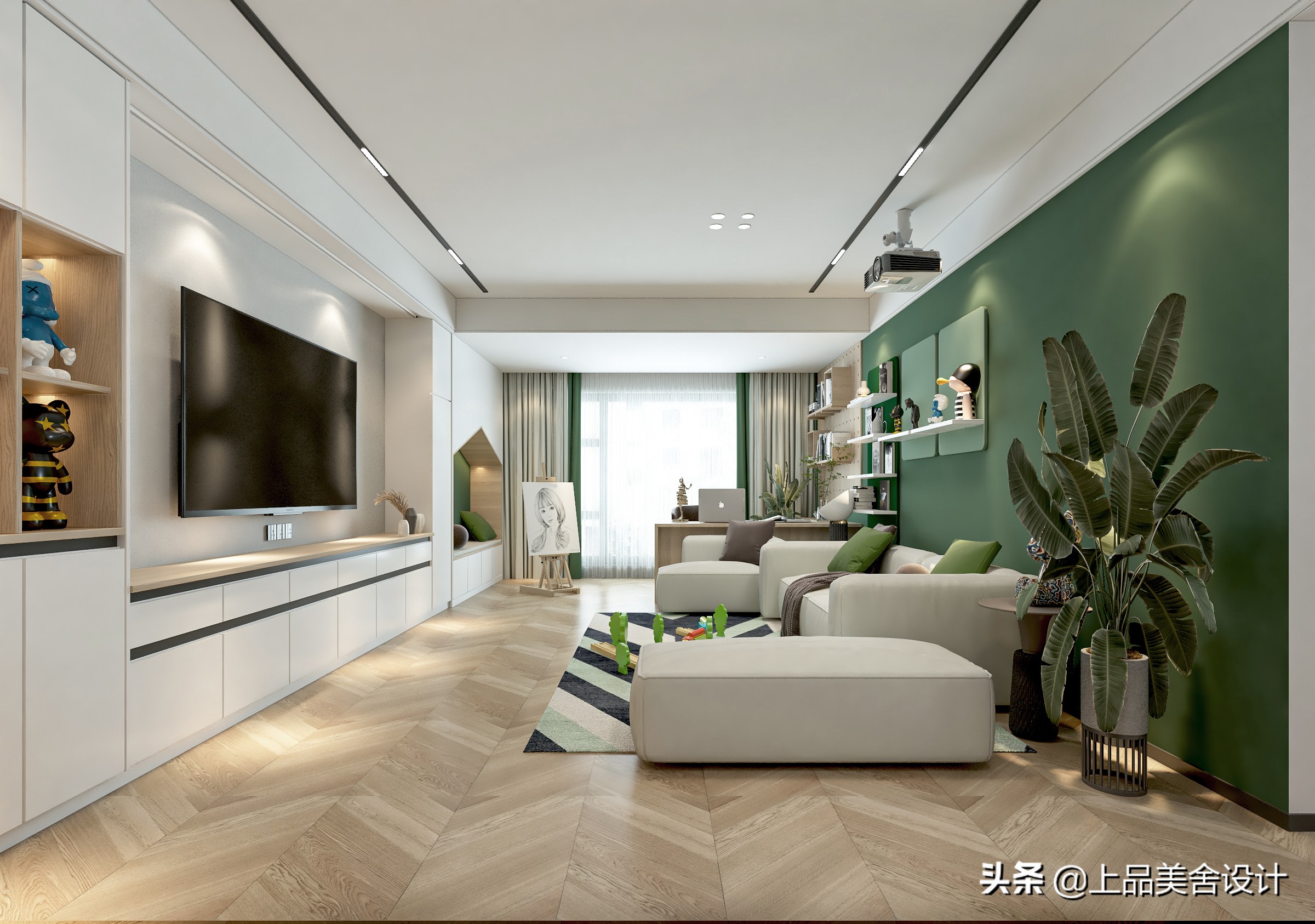 深圳夫妇120平米打造简约现代风，绿色乳胶漆点缀空间，精致时尚