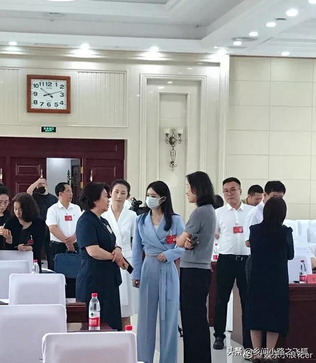 赵丽颖出席艺术家协会代表大会 一身蓝色套装精致干练