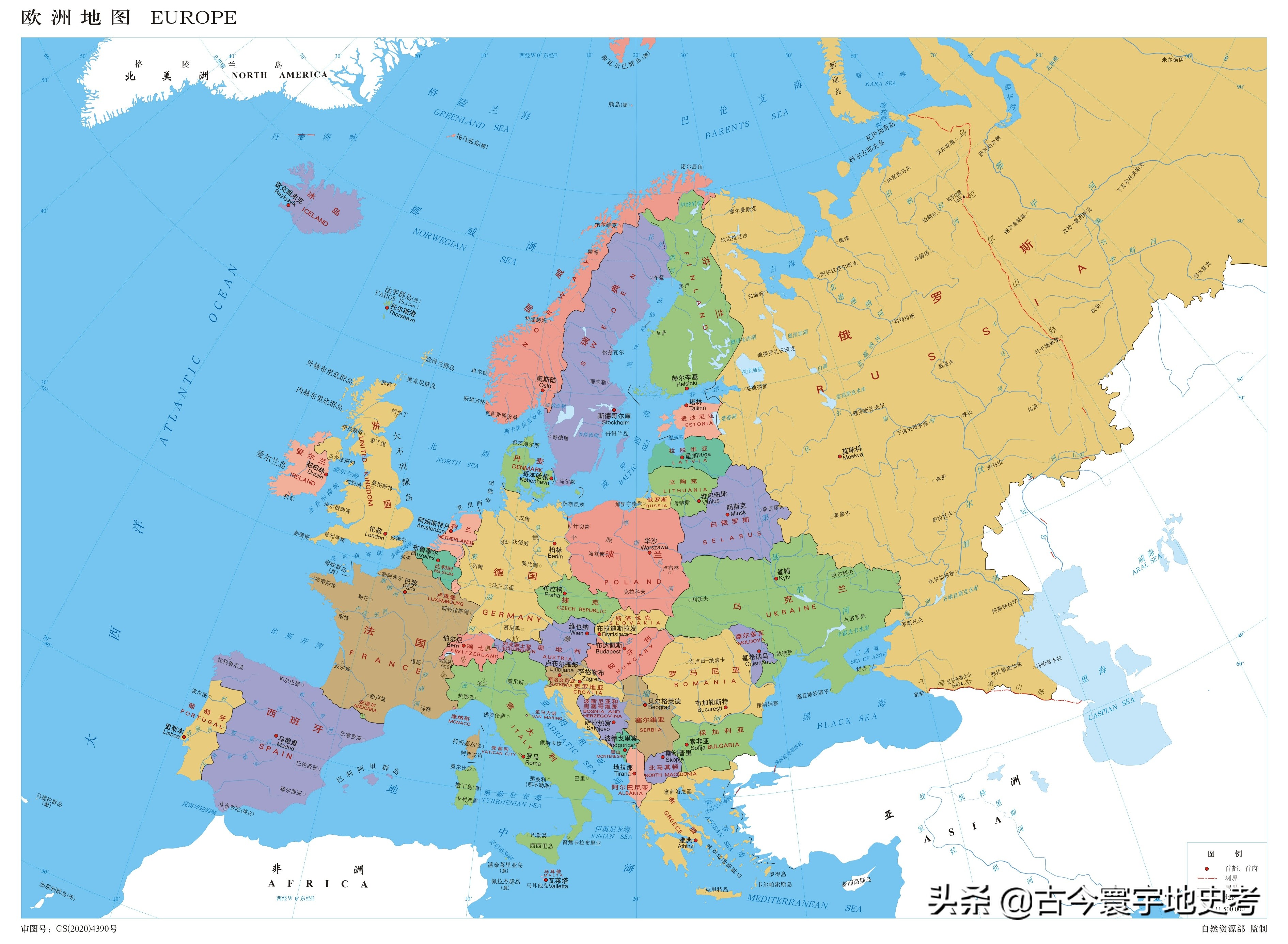欧洲地图高清放大图片