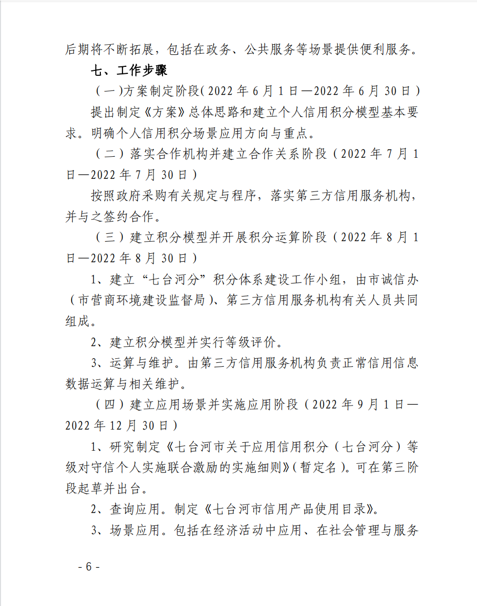 七台河市个人信用分建设工作方案