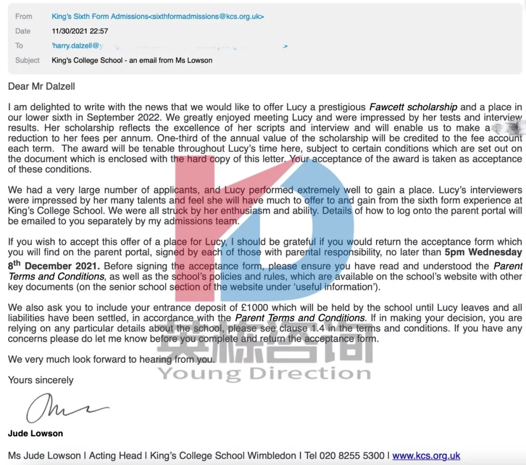 英栋捷报｜一张“名副其实的黄金门票”- 国王学院学校