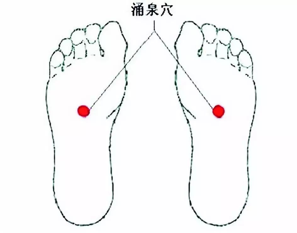 临睡前先用温水泡脚,再将双手搓热,用左手心按摩右脚心,重点按摩涌泉