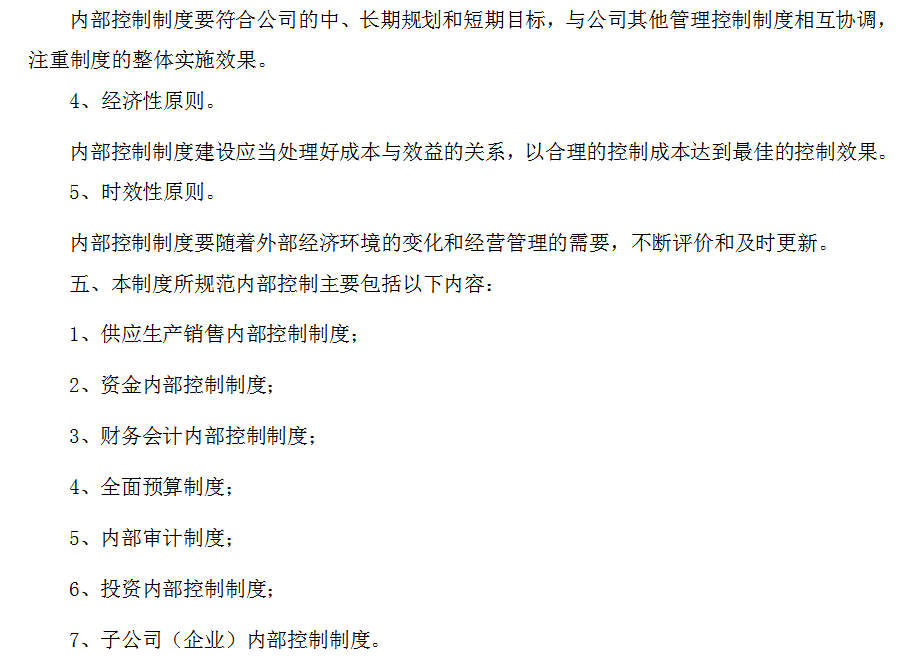 300页六篇企业内部控制管理手册，内容全面，可供参考