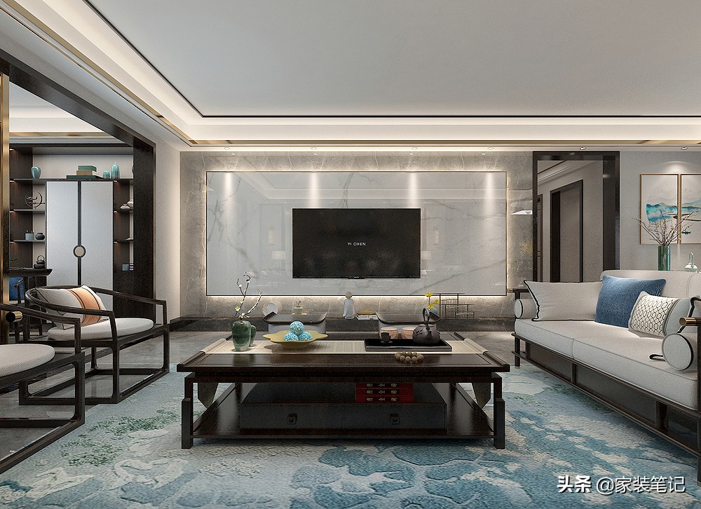 175㎡新中式客厅装修效果图，典雅与现代融合的东方之美