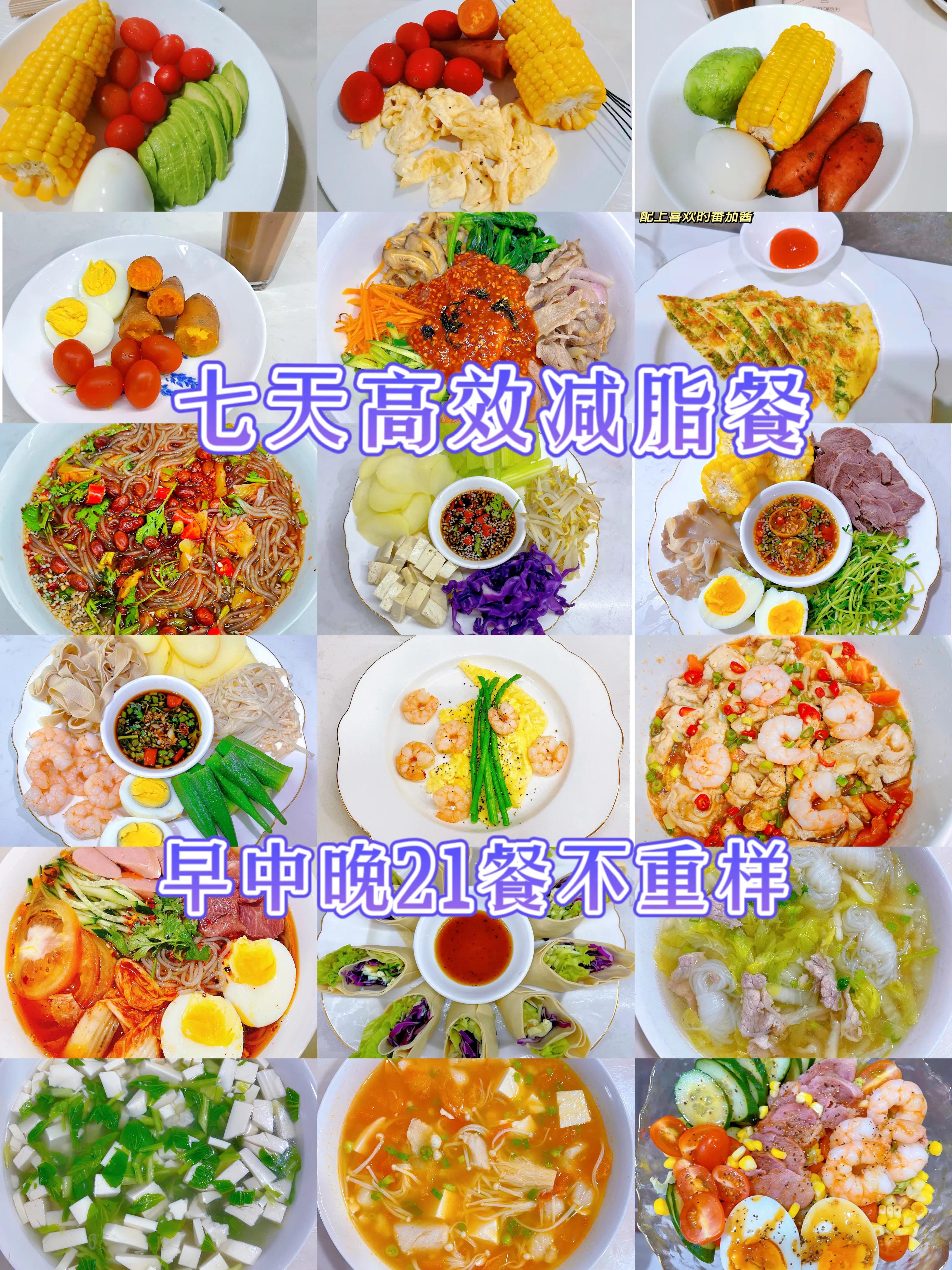 一周七天21餐高效减脂食谱大合集(一周七天21餐高效减脂食谱大合集下载)